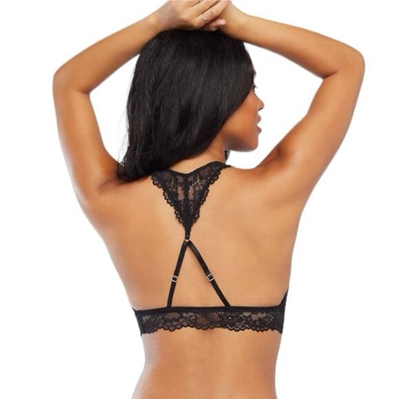 Savaage X Fenty Floral Lace Racerback Bralette Plunging Neckline Black Size XL - Picture 4 of 10